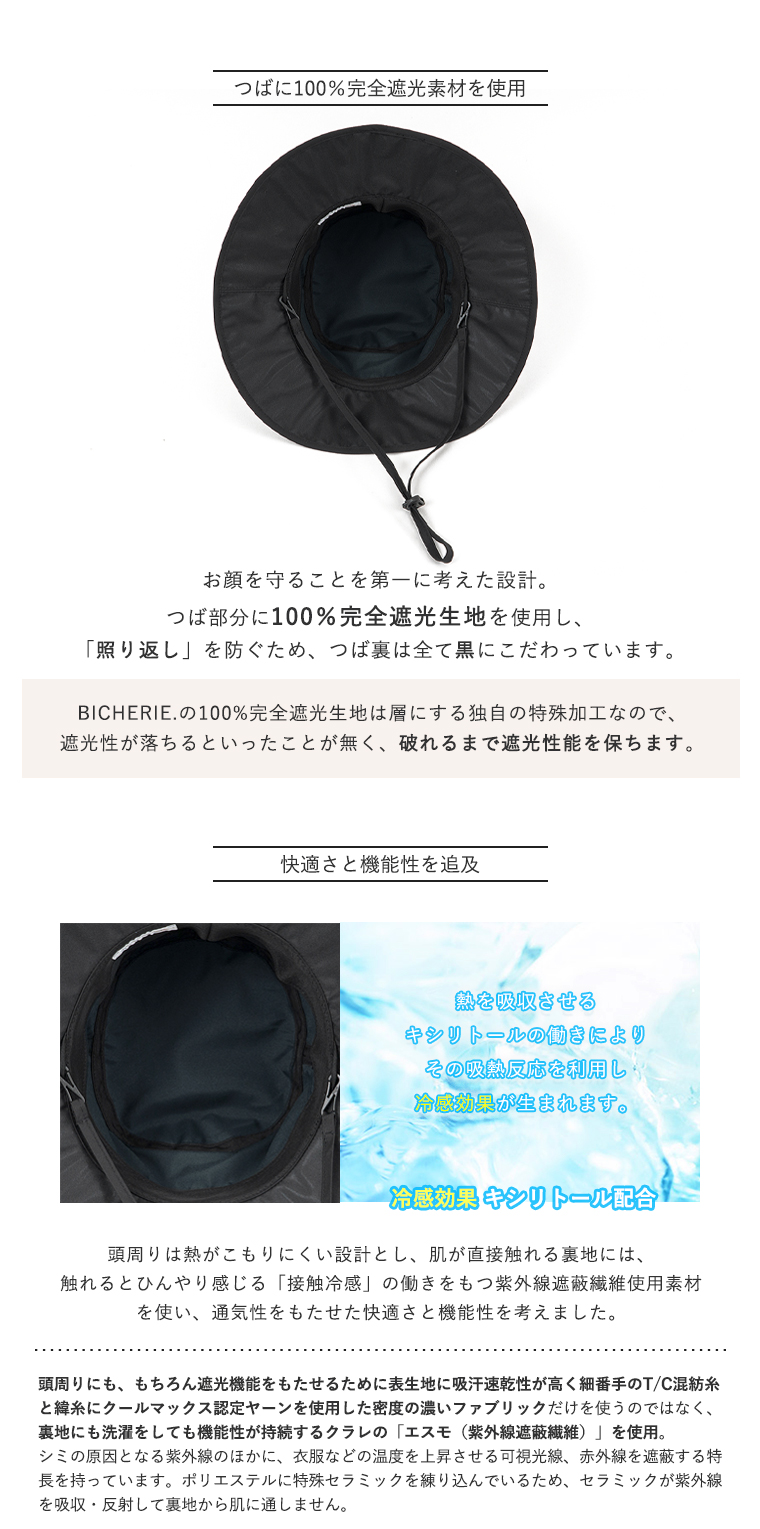 BICHERIEの遮光帽子について