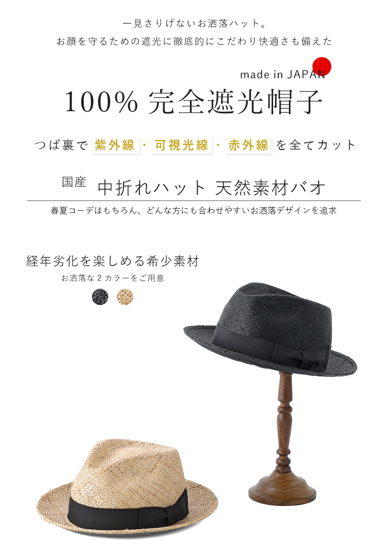 完全遮光 中折れハット