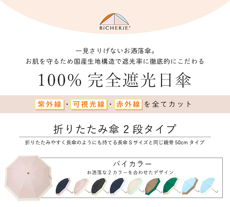 完全遮光日傘 折りたたみ傘 2段タイプ