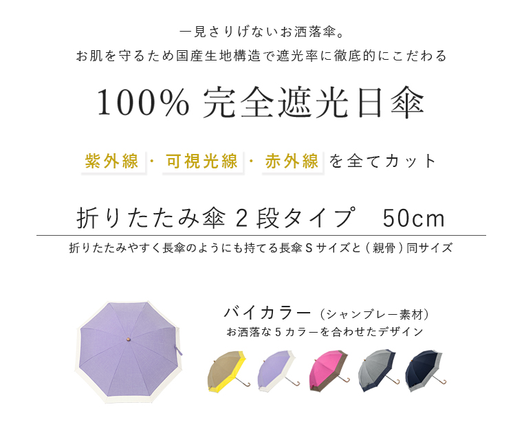 完全遮光日傘 折りたたみ傘 2段タイプ