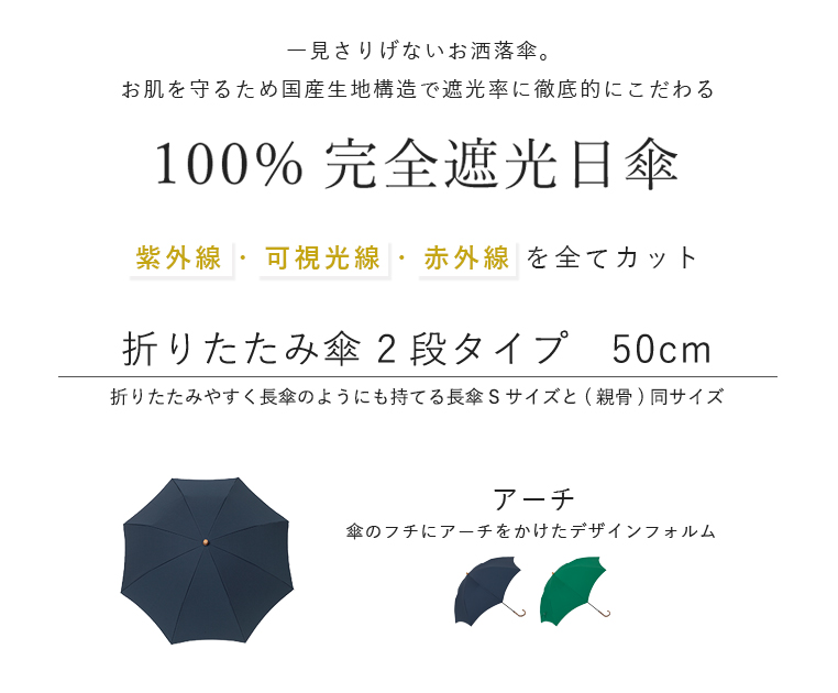 完全遮光日傘 折りたたみ傘 2段タイプ