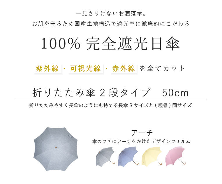 完全遮光日傘 折りたたみ傘 2段タイプ
