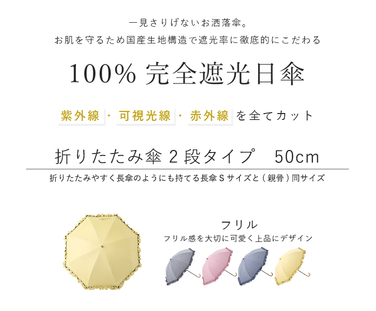 完全遮光日傘 折りたたみ傘 2段タイプ