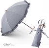 100%完全遮光 晴雨兼用 折りたたみ日傘 2段タイプ 50cm フリル ネップシャンブレー グレー