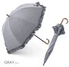 100%完全遮光 晴雨兼用日傘 Sサイズ 50cm フリル ネップシャンブレー グレー