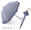 100%完全遮光 晴雨兼用日傘 Sサイズ 50cm フリル ネップシャンブレー ルクソールブルー