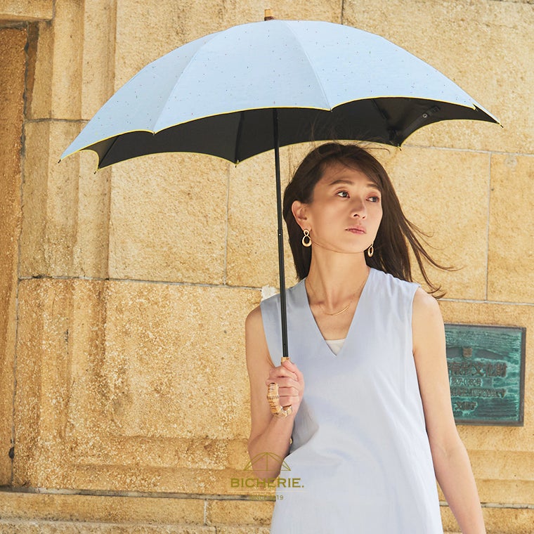 100%完全遮光 晴雨兼用 折りたたみ日傘 2段タイプ 50cm アーチ カラーネップ